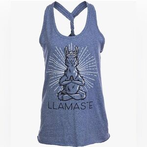Ann Arbor Llamaste Yoga Tank Top Women Size XL Blue Racerback Yoga Athleisure